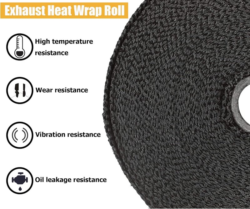SUPERFASTRACING 2 Roll 2" x 50' Exhaust Heat Wrap Roll Fiberglass for Motorcycle Manifold Header Pipe Heat Wrap Tape Black (will lose color) - Image 3